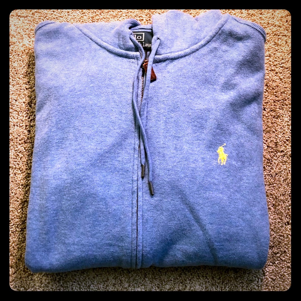 Men’s Polo Zip-up Sweatshirt - Baby Blue - Size XL